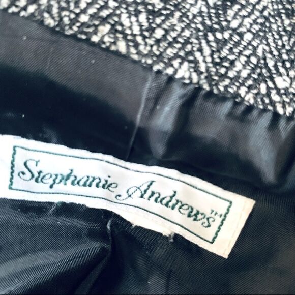 Stephanie Andrews Black & White Tweed Wool Blend Blazer Size Medium - Picture 12 of 12